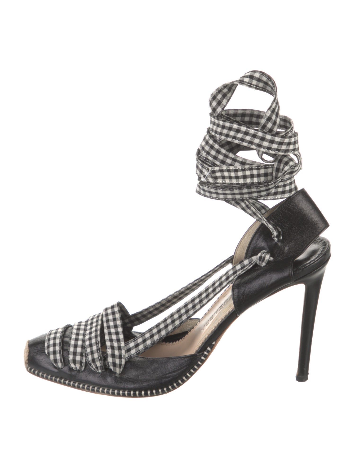Altuzarra Leather Plaid Print D'Orsay Pumps