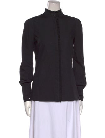 Altuzarra Mock Neck Long Sleeve Button-Up Top