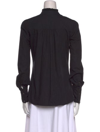 Altuzarra Mock Neck Long Sleeve Button-Up Top