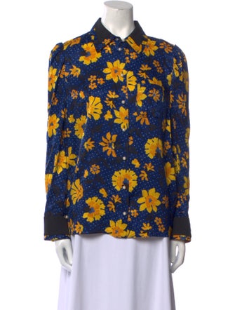Altuzarra Silk Floral Print Button-Up Top