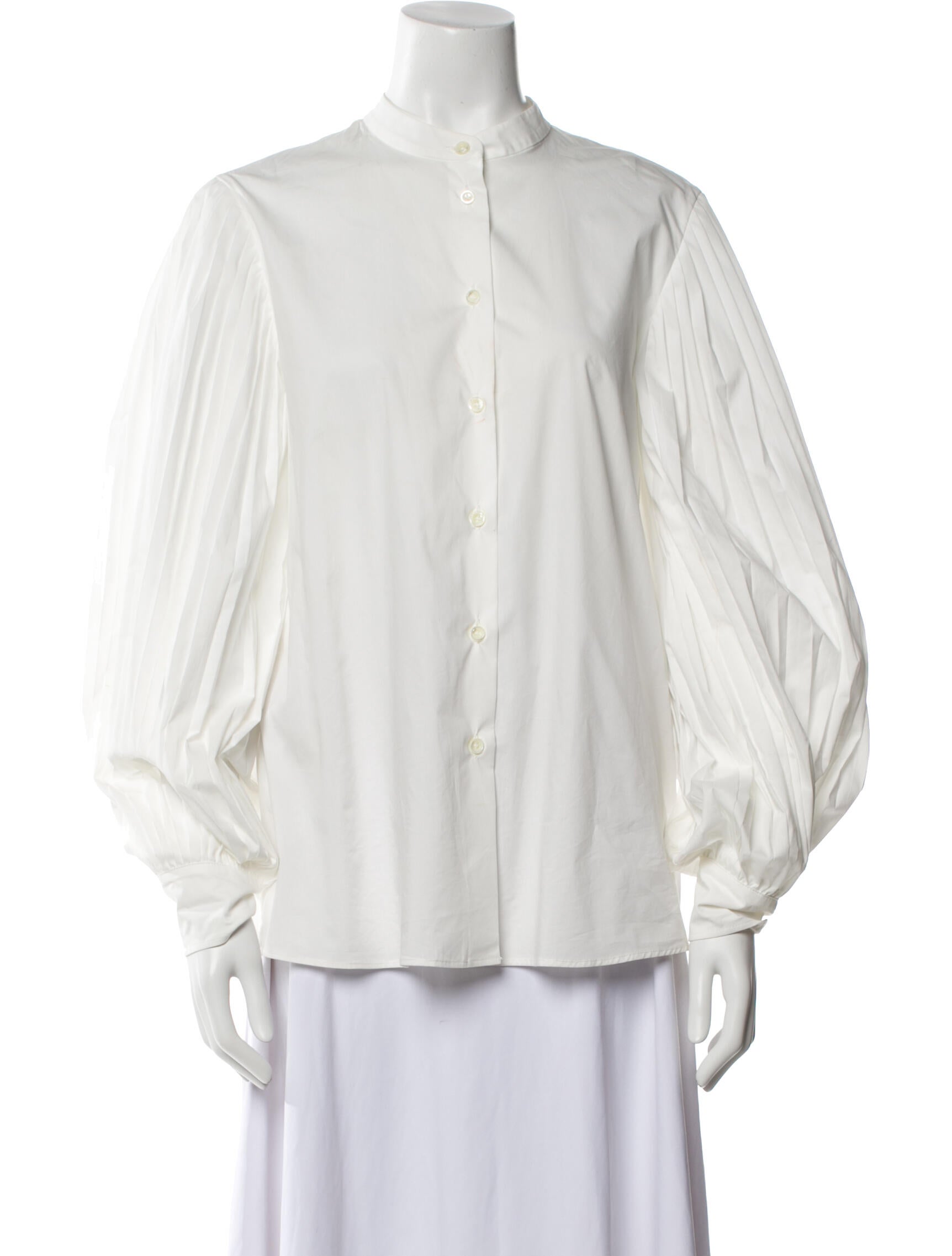 Altuzarra Mock Neck Long Sleeve Button-Up Top