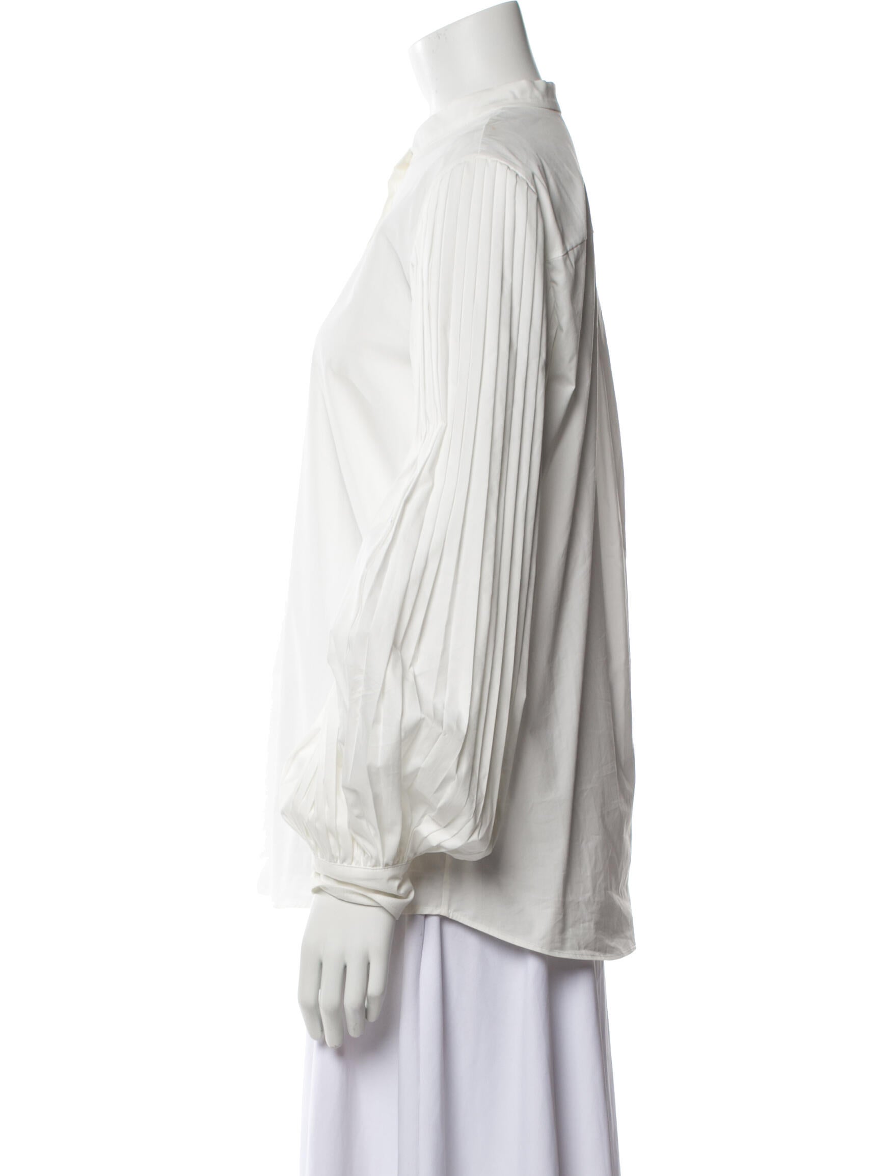 Altuzarra Mock Neck Long Sleeve Button-Up Top