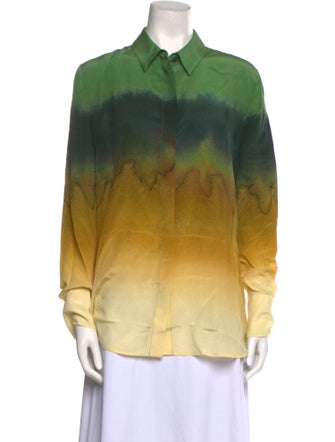 Altuzarra Tie-Dye Print Long Sleeve Button-Up Top