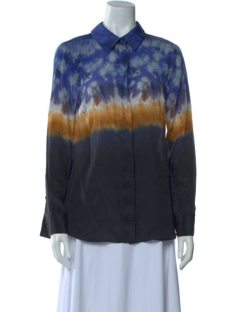 Altuzarra Silk Tie-Dye Print Button-Up Top