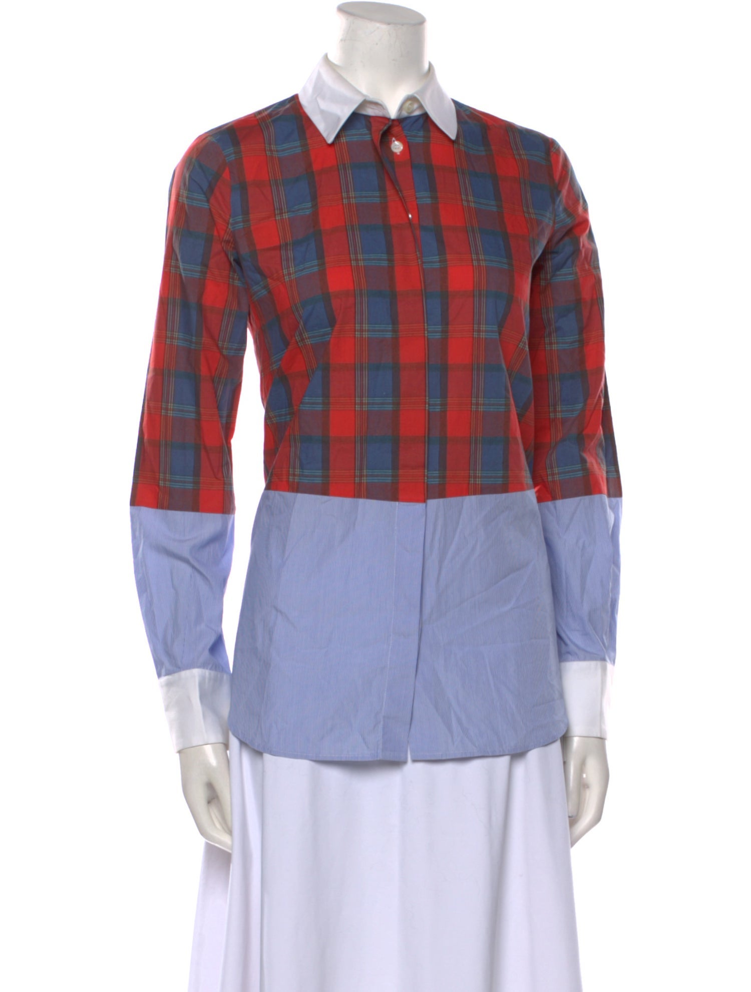Altuzarra Plaid Print Long Sleeve Button-Up Top
