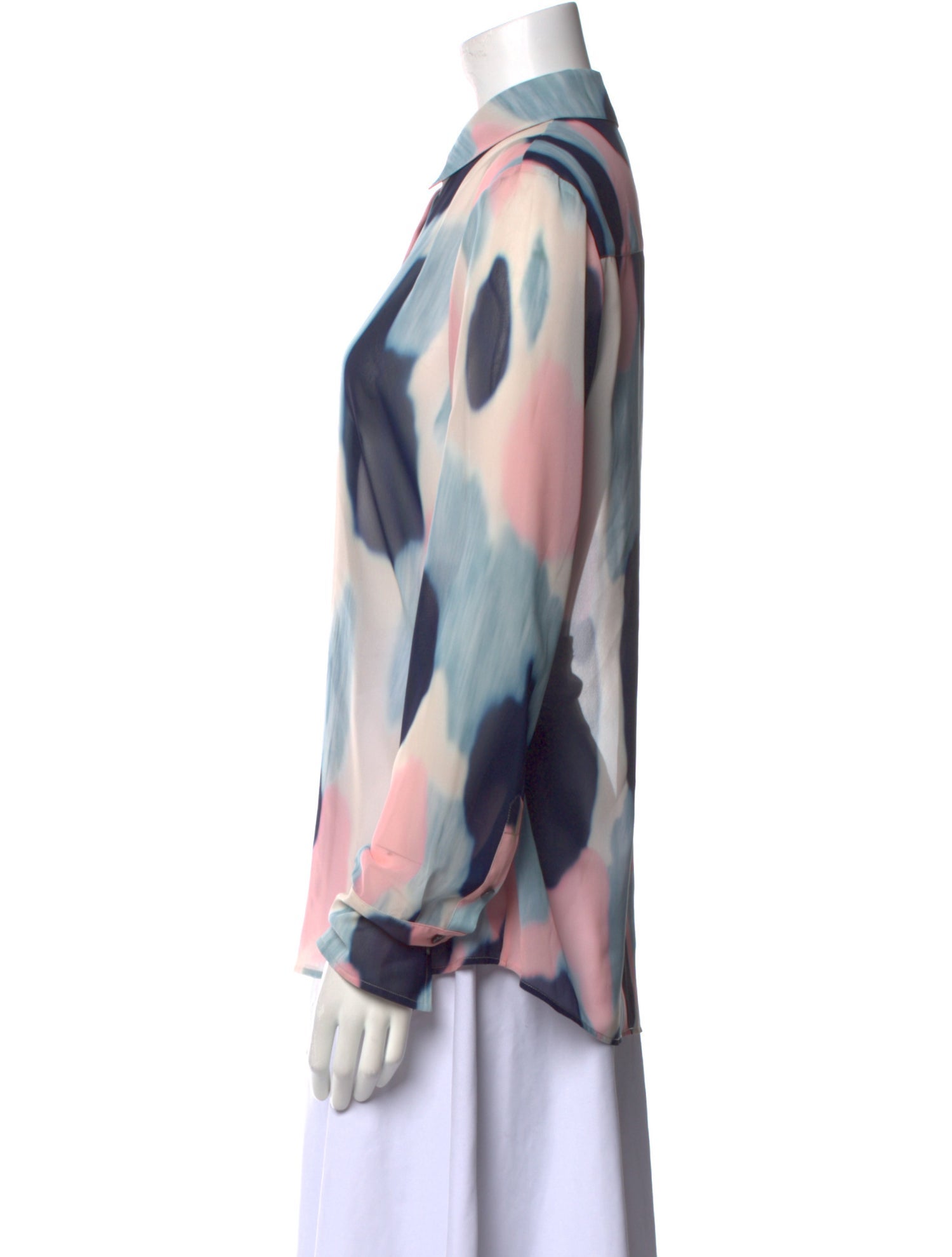 Altuzarra Printed Long Sleeve Button-Up Top