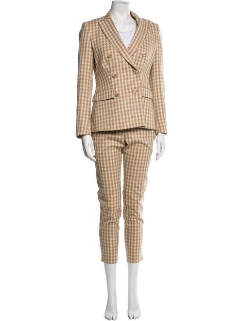 Altuzarra Plaid Print Ruffle Embellishment Pantsuit