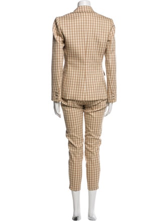 Altuzarra Plaid Print Ruffle Embellishment Pantsuit