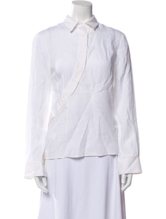 Altuzarra Linen Long Sleeve Button-Up Top