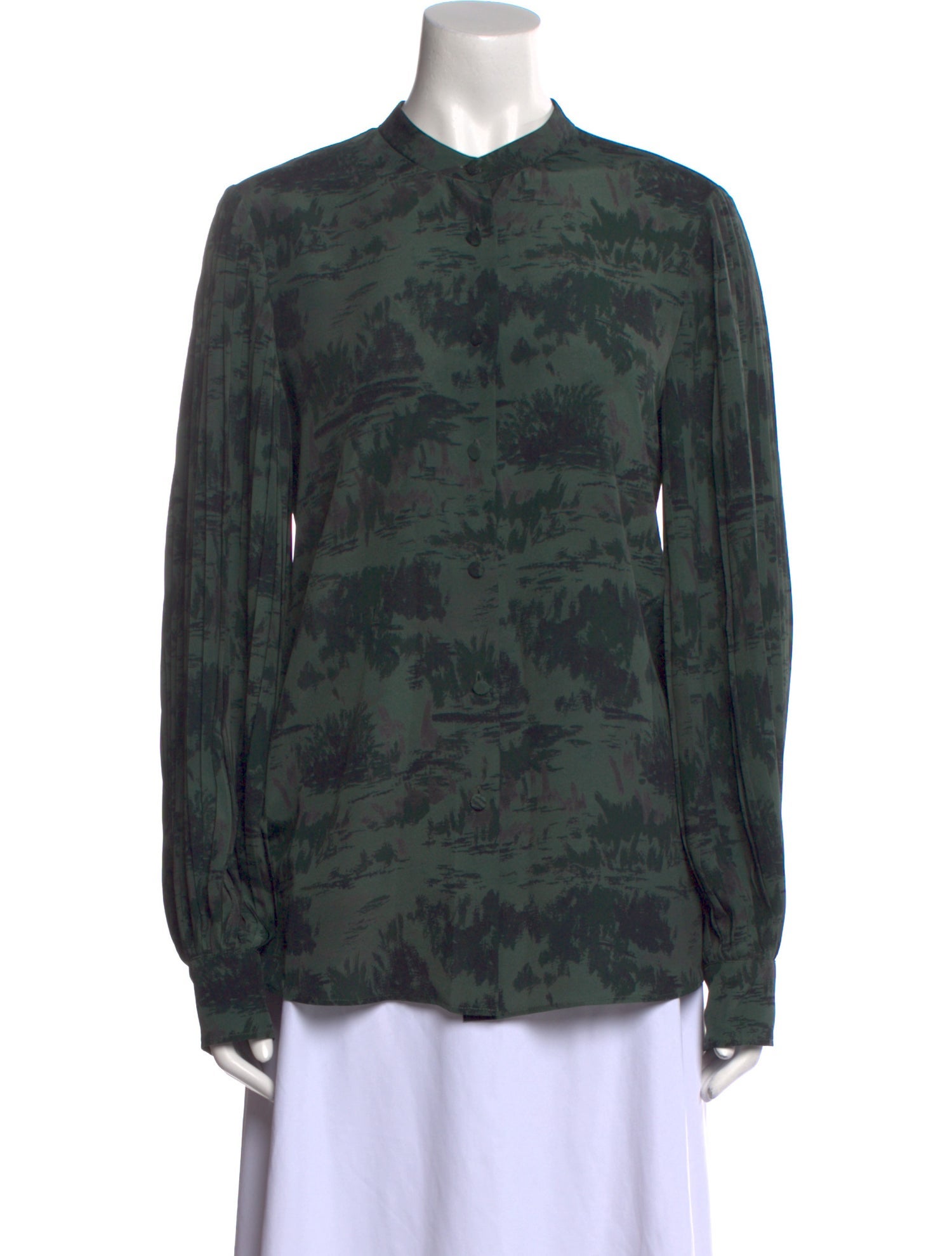 Altuzarra Printed Mock Neck Button-Up Top w/ Tags