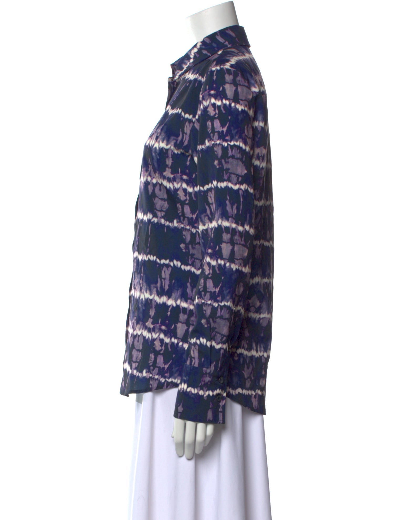 Altuzarra Tie-Dye Print Long Sleeve Button-Up Top