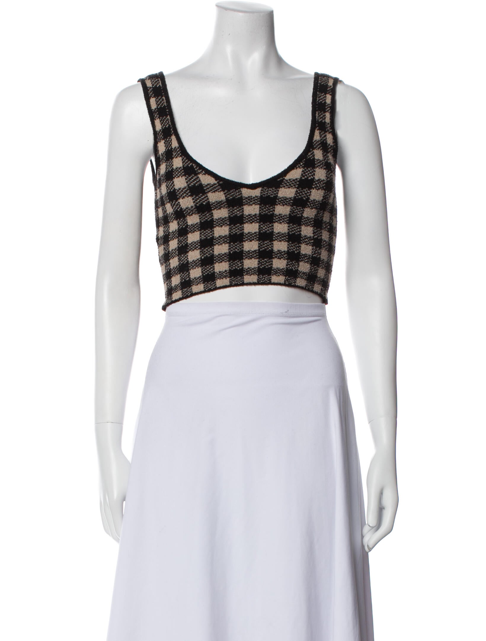 Altuzarra Plaid Print Scoop Neck Crop Top