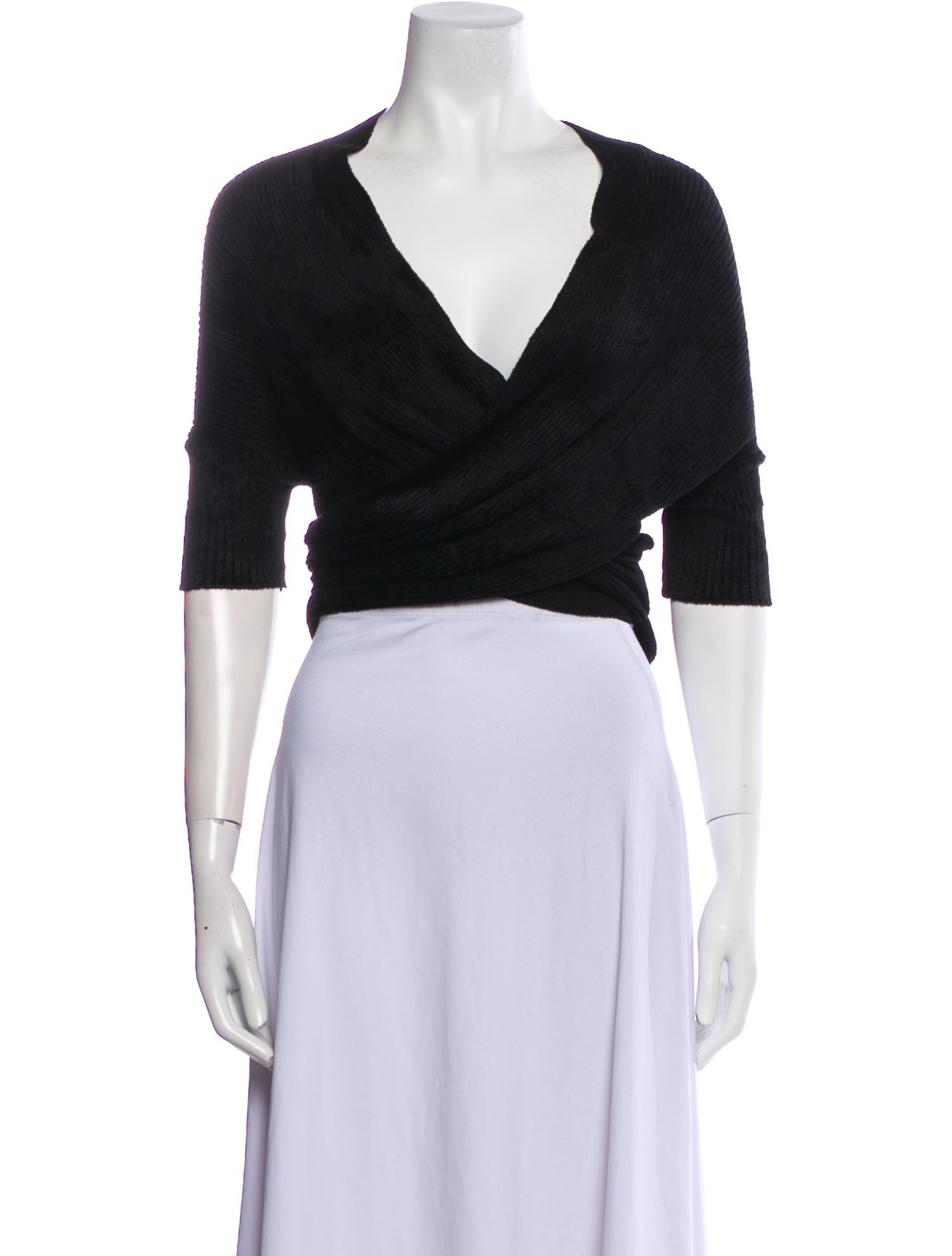 Altuzarra Plunge Neckline Three-Quarter Sleeve Crop Top