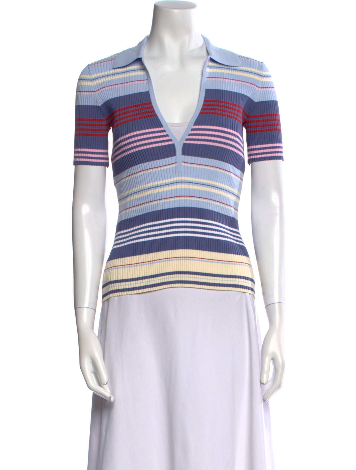 Altuzarra Striped V-Neck Polo