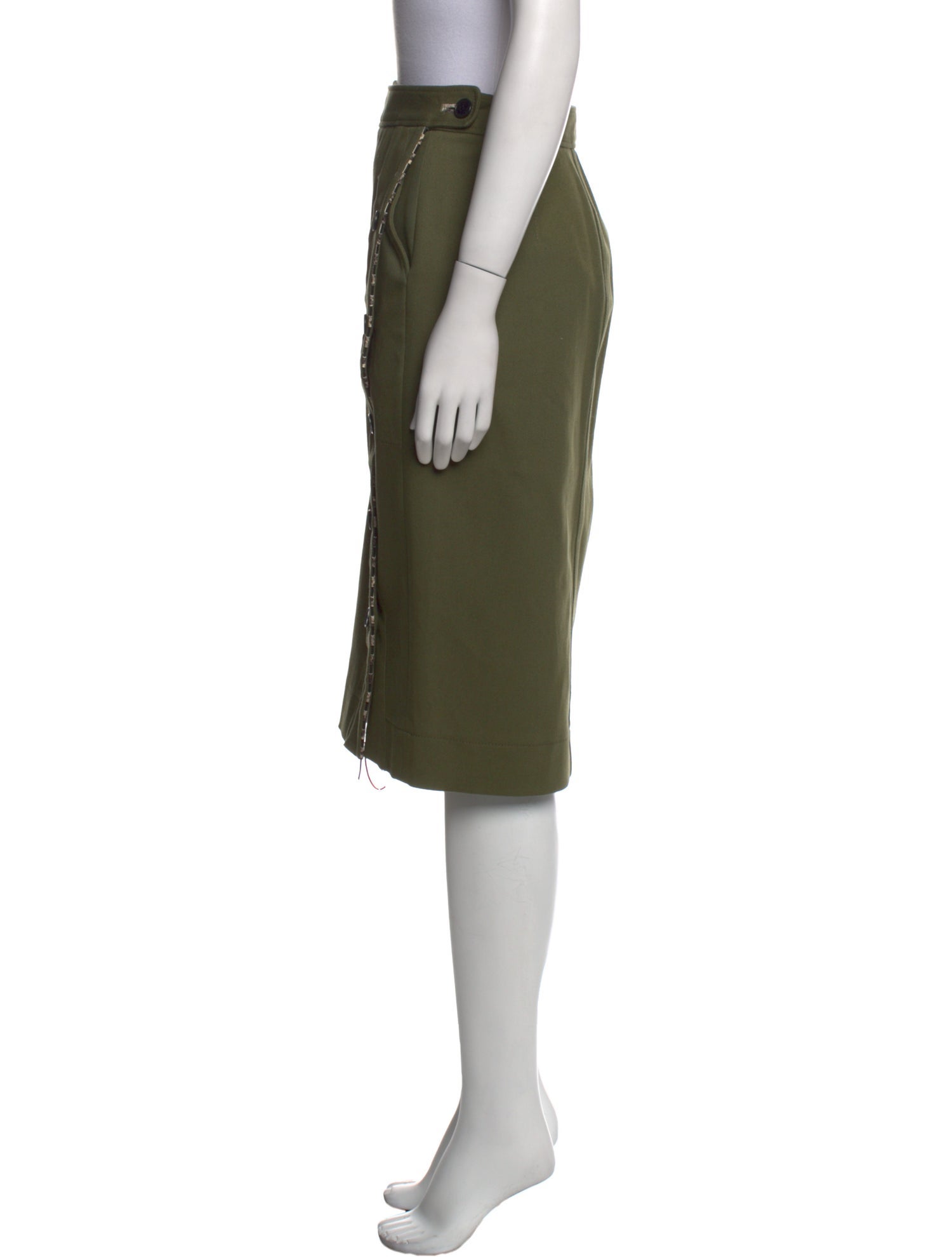 Altuzarra Leather Trim Embellishment Knee-Length Skirt