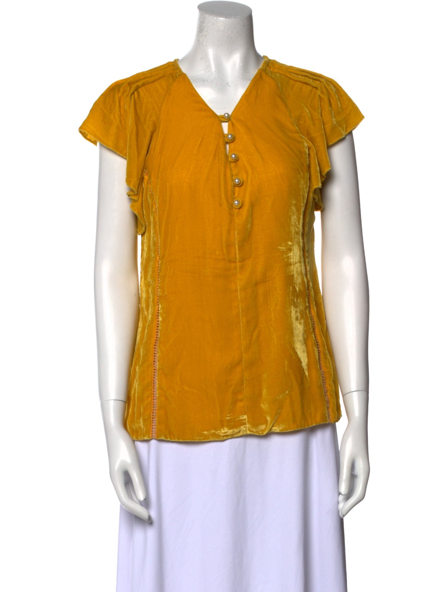 Altuzarra V-Neck Short Sleeve Blouse