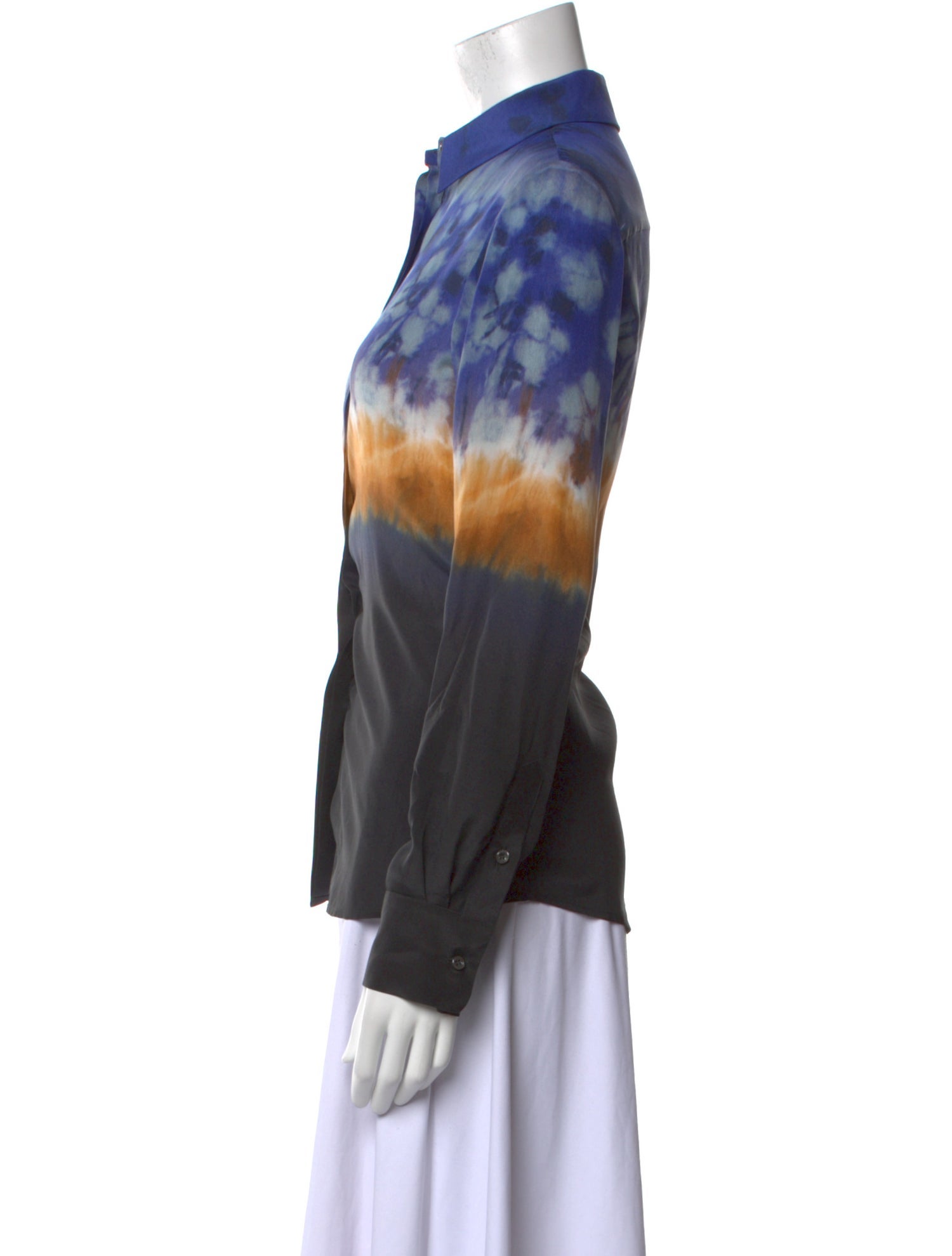 Altuzarra Silk Tie-Dye Print Button-Up Top