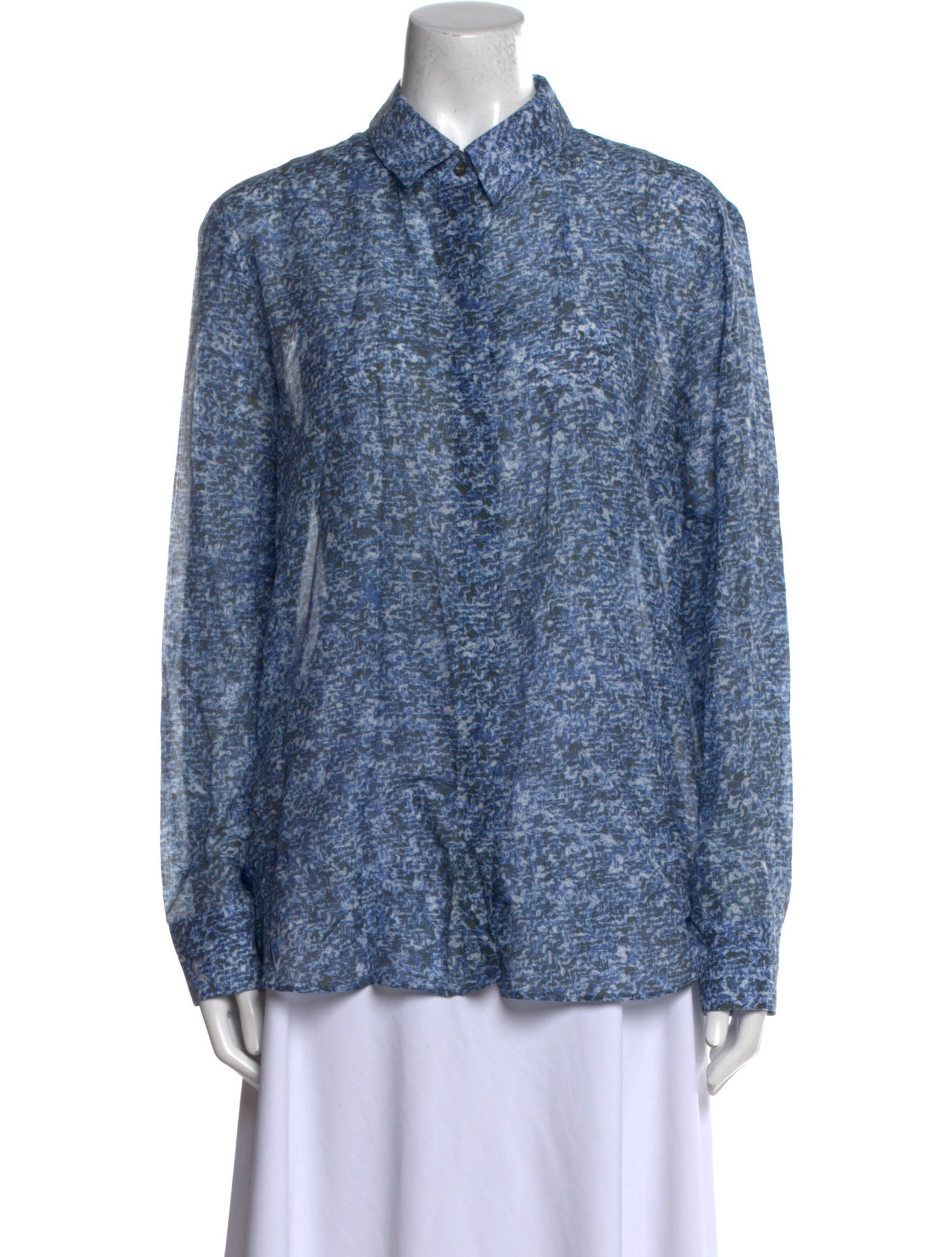 Altuzarra Printed Long Sleeve Button-Up Top