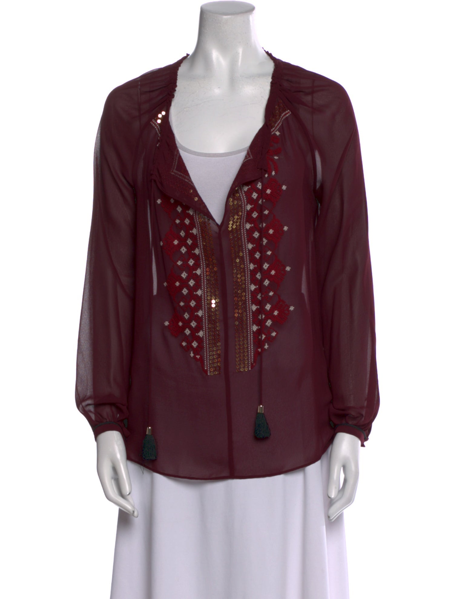 Altuzarra V-Neck Long Sleeve Blouse