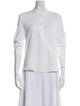 Altuzarra Mock Neck Three-Quarter Sleeve Button-Up Top
