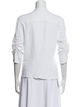 Altuzarra Mock Neck Three-Quarter Sleeve Button-Up Top
