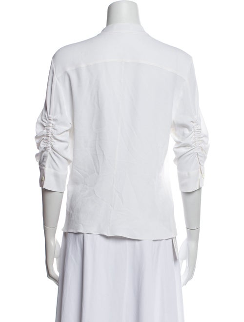 Altuzarra Mock Neck Three-Quarter Sleeve Button-Up Top