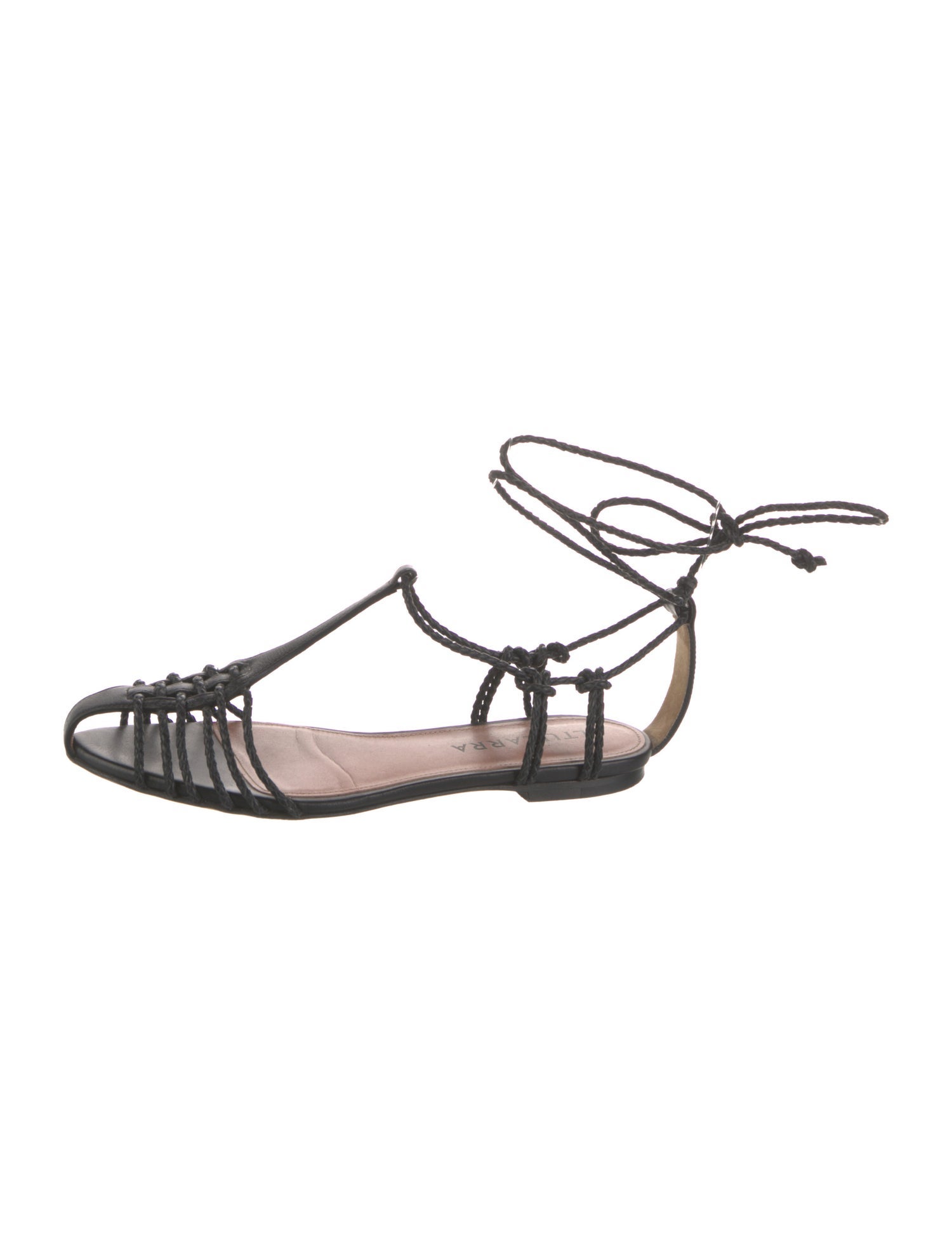 Altuzarra Leather Braided Accents T-Strap Sandals