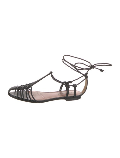 Altuzarra Leather Braided Accents T-Strap Sandals