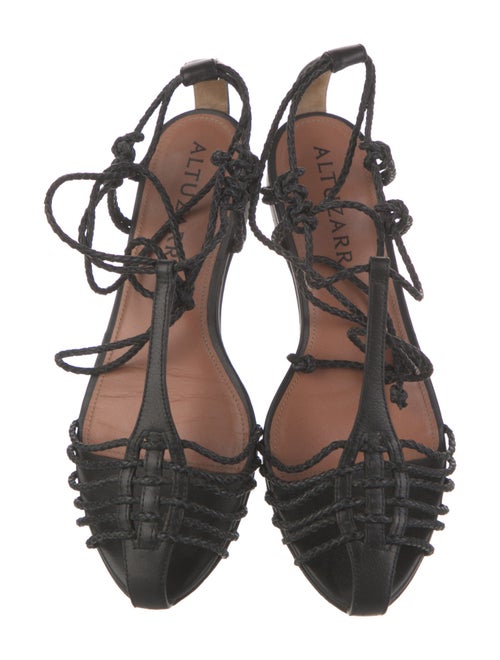 Altuzarra Leather Braided Accents T-Strap Sandals