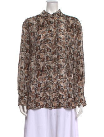 Altuzarra Silk Animal Print Button-Up Top