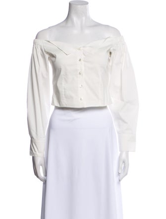 Altuzarra Off-The-Shoulder Long Sleeve Crop Top