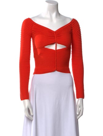 Altuzarra V-Neck Long Sleeve Crop Top