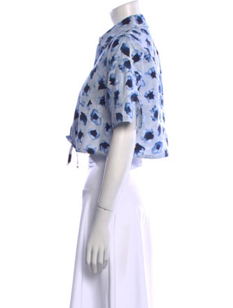 Altuzarra Printed Short Sleeve Crop Top