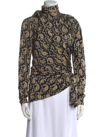 Altuzarra Floral Print Mock Neck Blouse