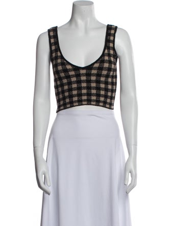 Altuzarra Plaid Print Scoop Neck Crop Top