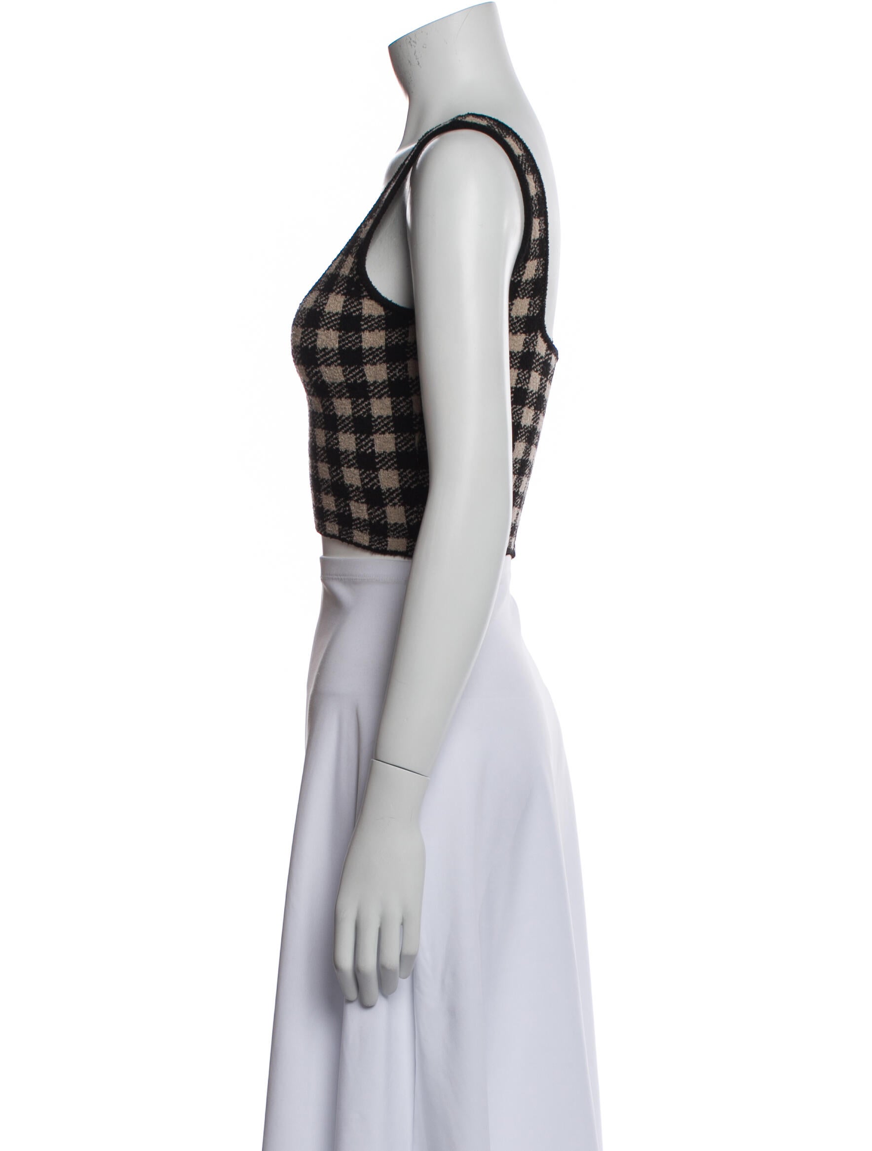 Altuzarra Plaid Print Scoop Neck Crop Top