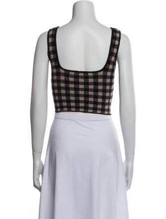 Altuzarra Plaid Print Scoop Neck Crop Top