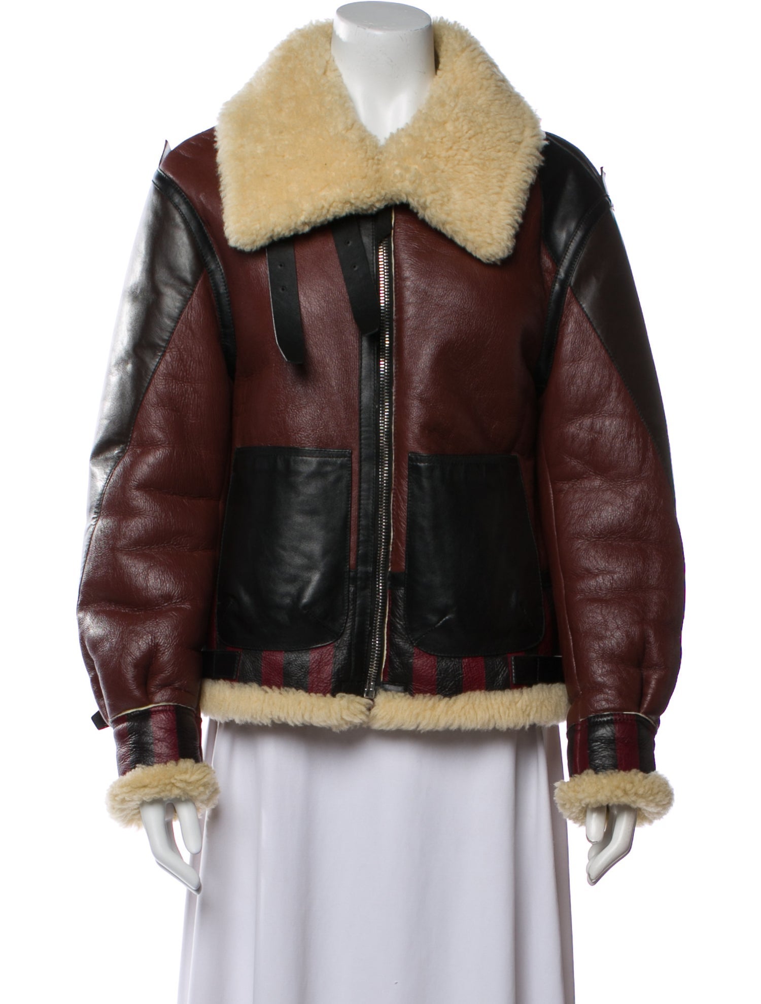 Altuzarra Shearling Colorblock Pattern Fur Jacket
