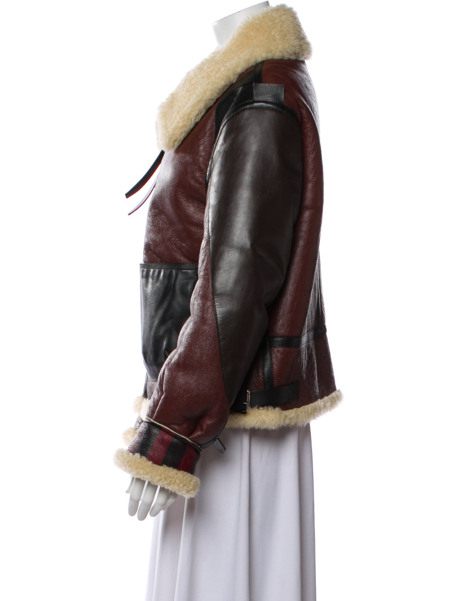 Altuzarra Shearling Colorblock Pattern Fur Jacket