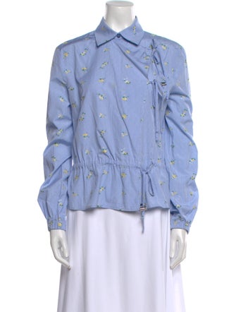 Altuzarra Printed Long Sleeve Button-Up Top