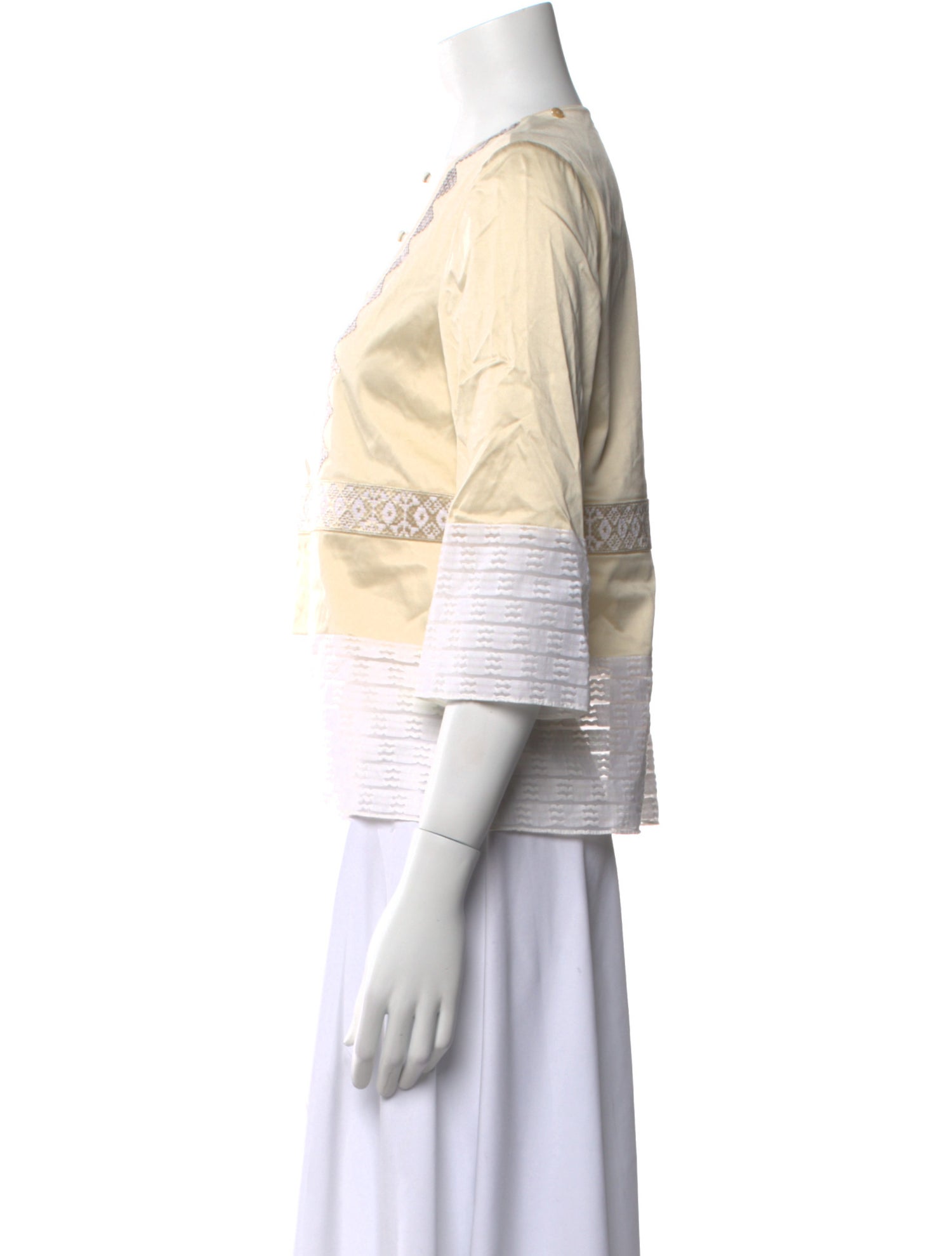 Altuzarra Square Neckline Three-Quarter Sleeve Crop Top