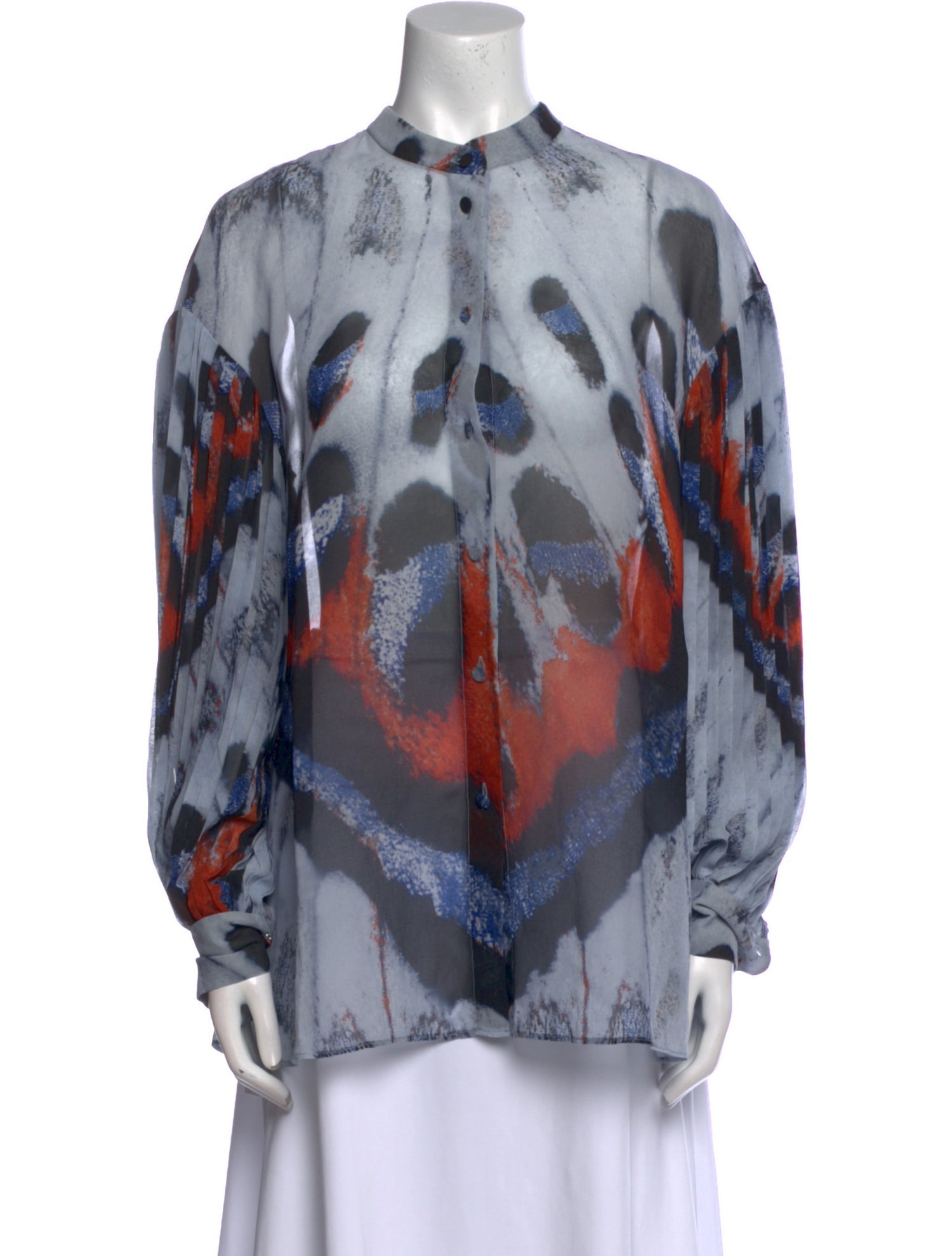 Altuzarra Printed Mock Neck Button-Up Top w/ Tags