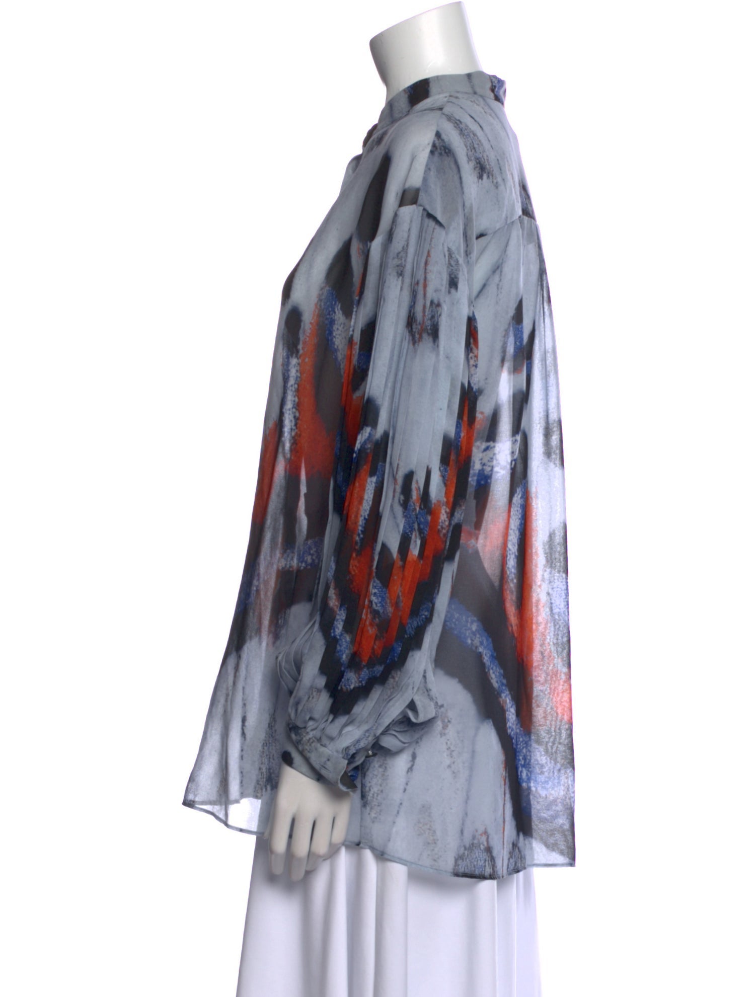 Altuzarra Printed Mock Neck Button-Up Top w/ Tags