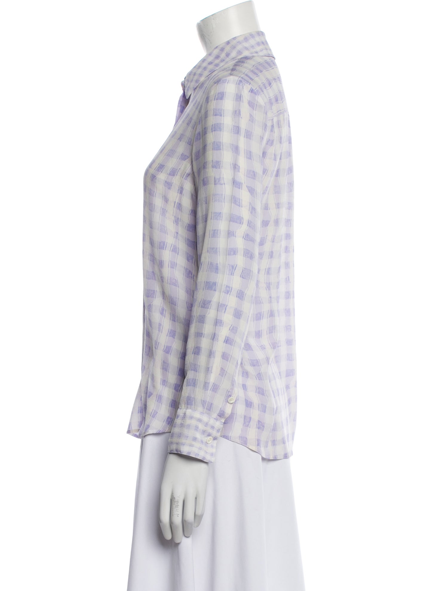 Altuzarra Plaid Print Three-Quarter Sleeve Button-Up Top