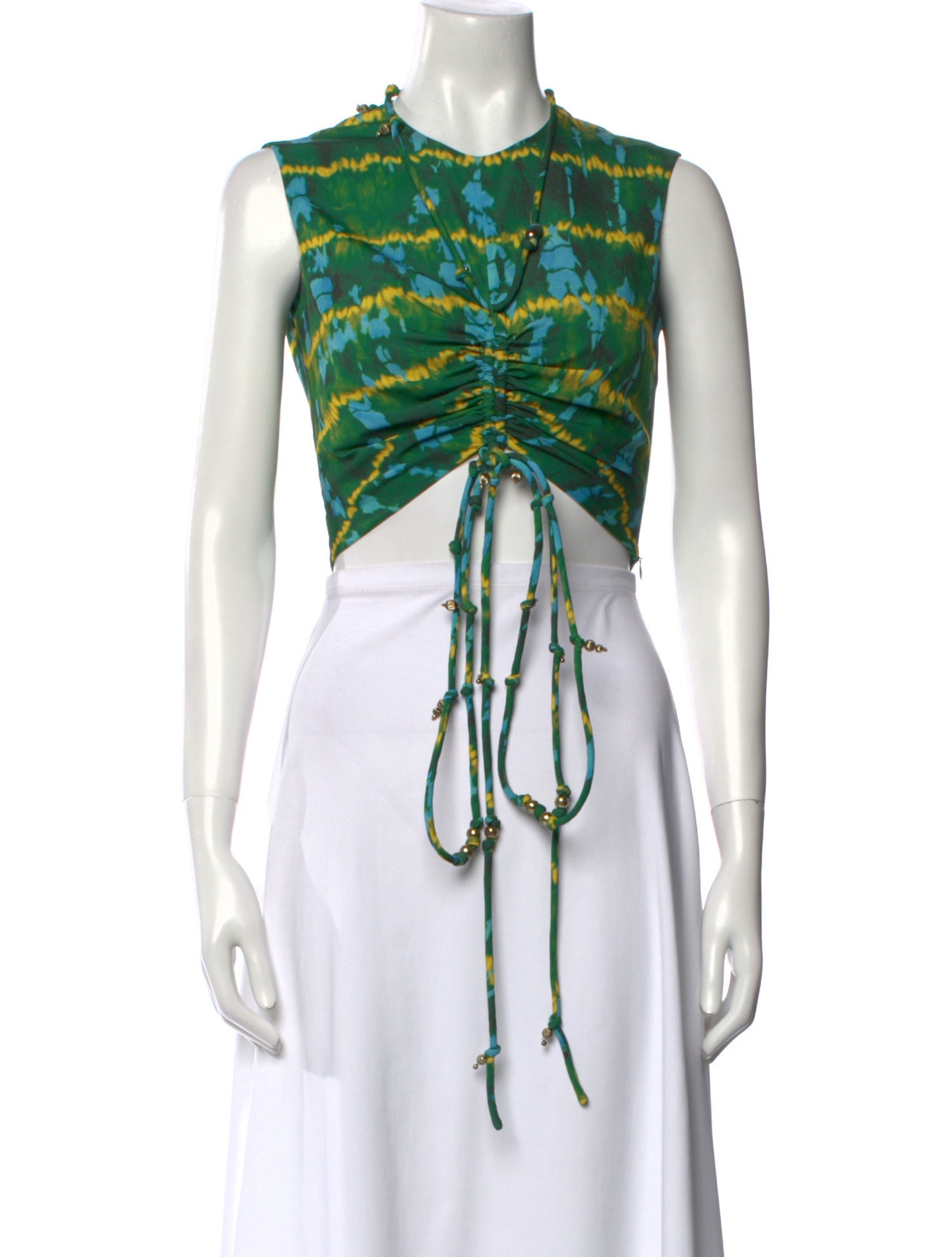 Altuzarra Printed Crew Neck Crop Top