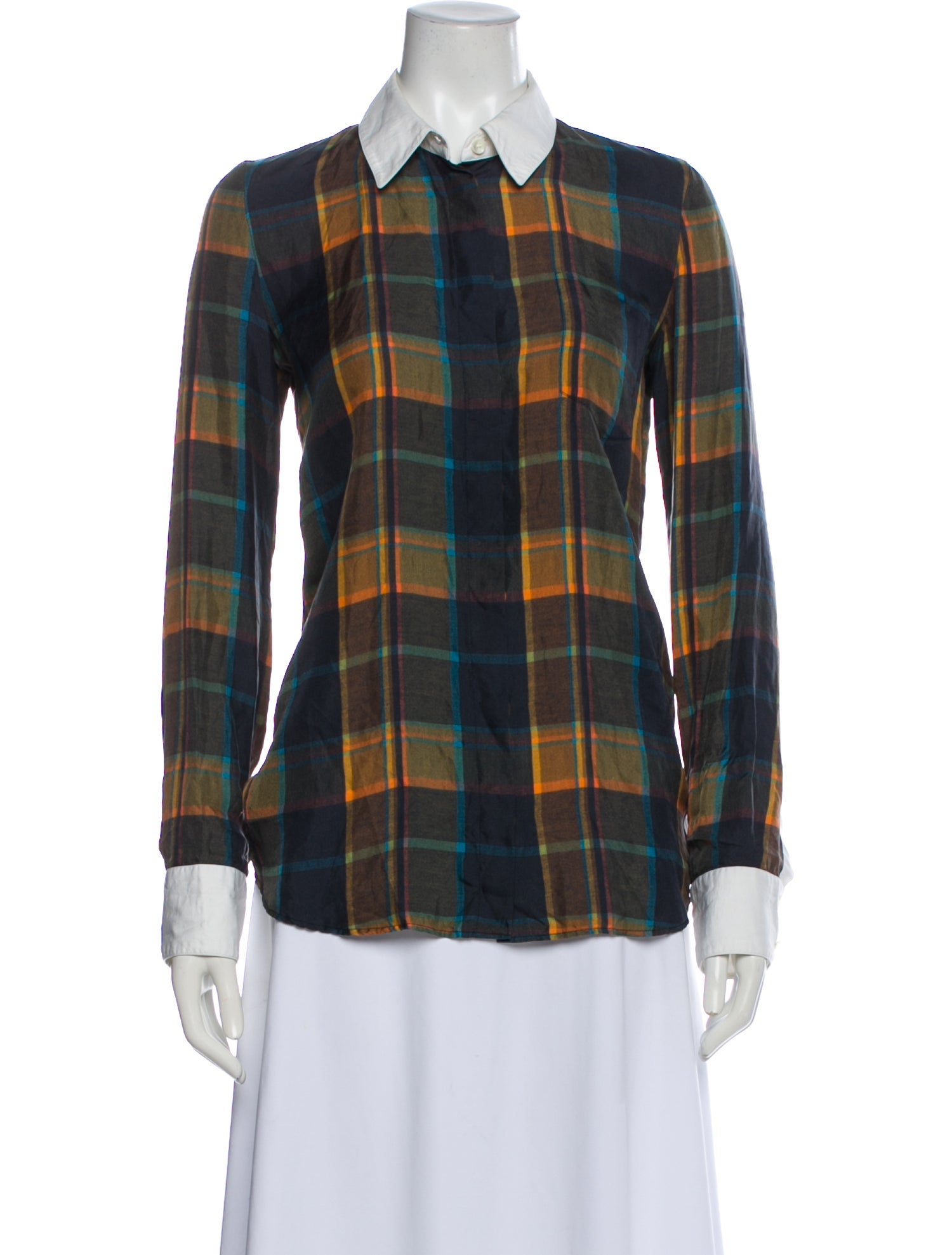 Altuzarra Silk Plaid Print Blouse