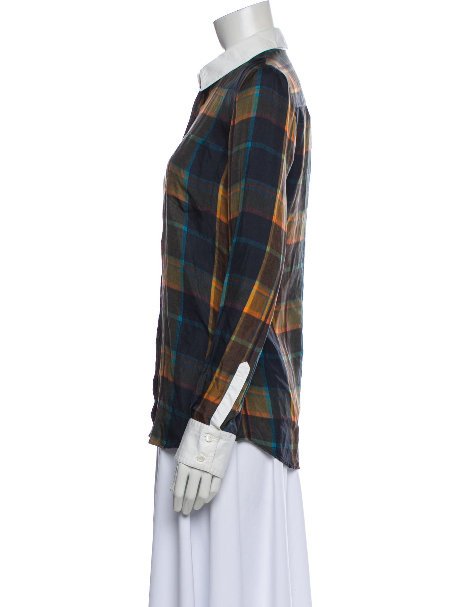 Altuzarra Silk Plaid Print Blouse