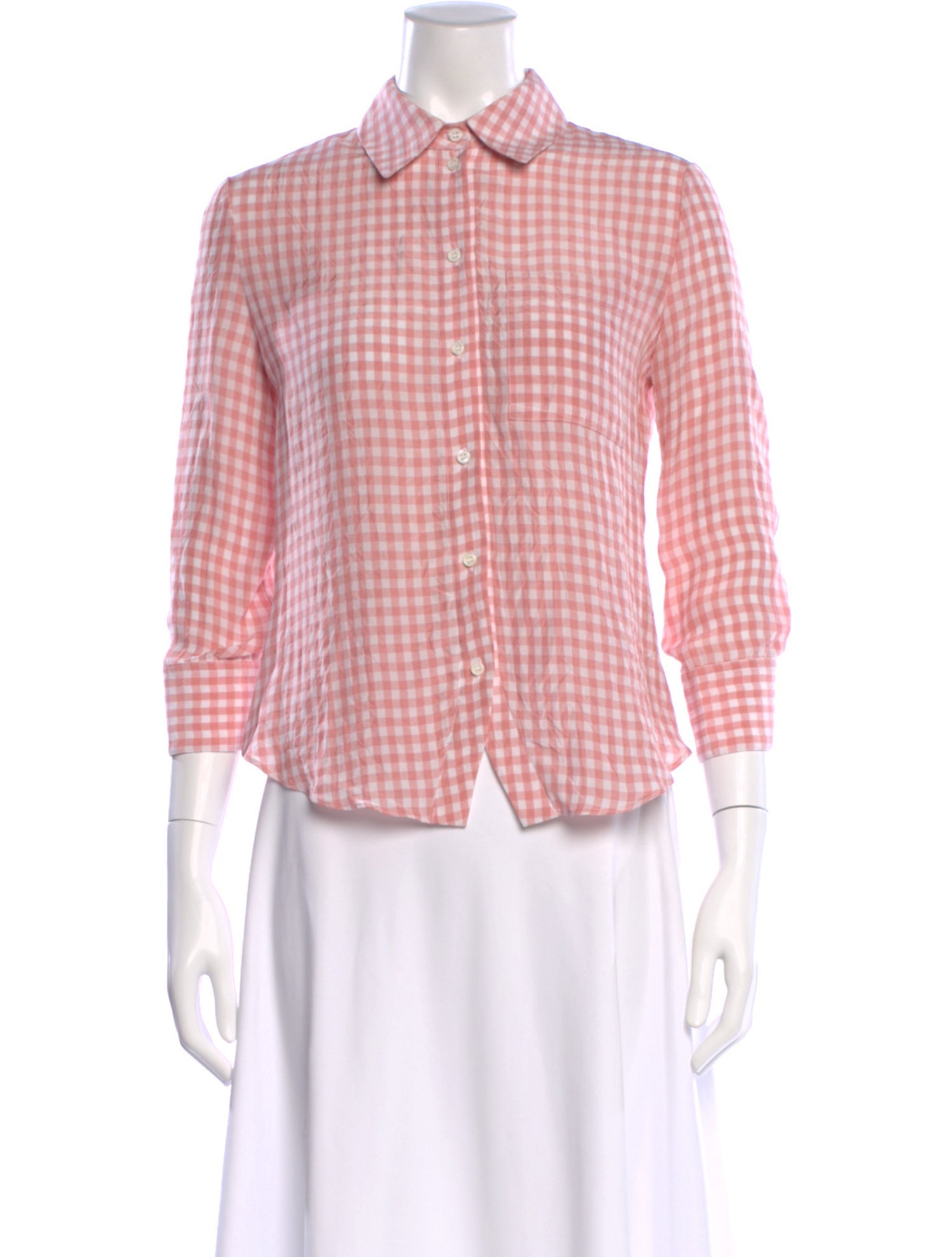 Altuzarra Plaid Print Three-Quarter Sleeve Blouse