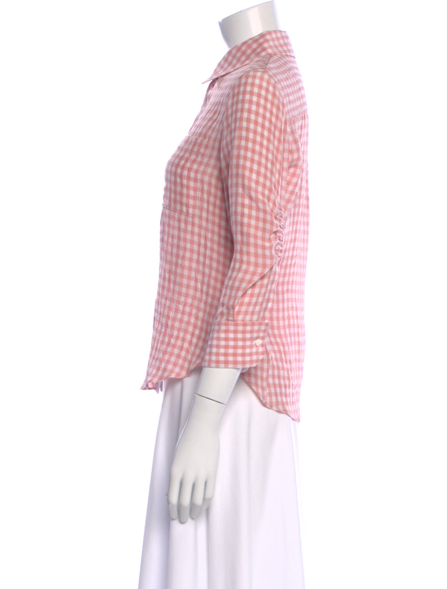Altuzarra Plaid Print Three-Quarter Sleeve Blouse