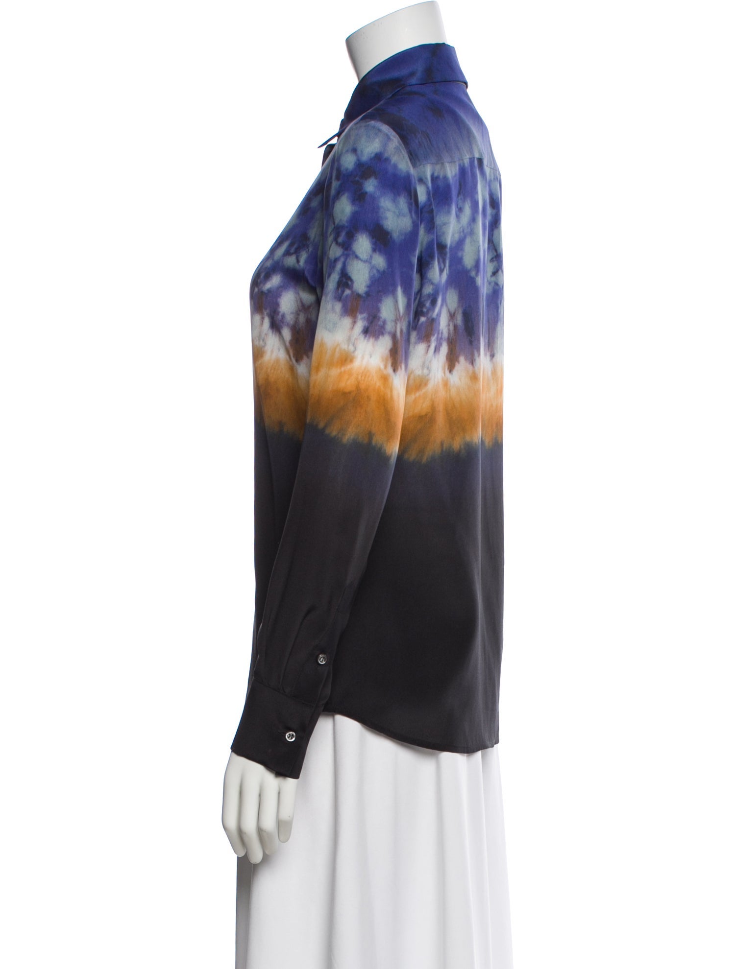Altuzarra Silk Tie-Dye Print Blouse